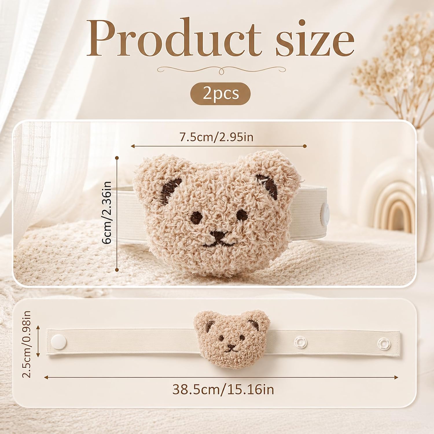 Ptwola 2Pack Cartoon Bear Curtain Tie Cute Snap-Fit Curtain Tie Backs Decor