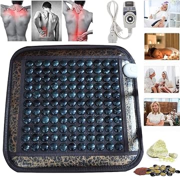 Far Infrared Jade Amethyst Heat Stone Mat - Massage Mat Full Body - Infrared Heating Pads with Smart Controller - Automatic Power-Off and Adjustable Temperature - Idea Gift for Elderly