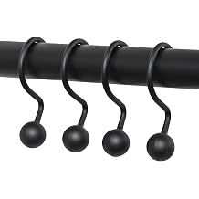 Zenna Home Shower Hooks, Aluminum, Matte Black, Set of 12
