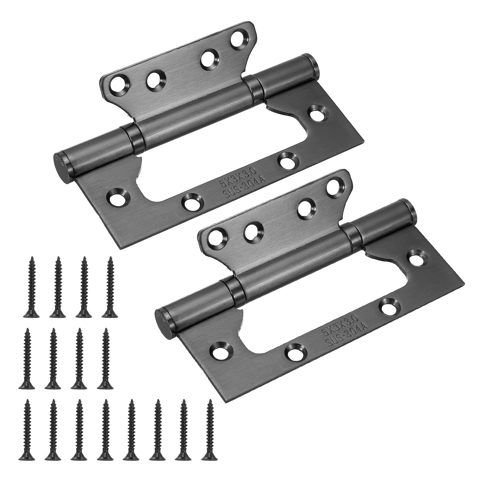sourcing map 2Pcs Non Mortise Door Hinges, 5" x 2.2" Stainless Steel Hinges with Mounting Screws, Ball Bearing Door Hinges for Interior and Exterior Doors, Wood and Metal Doors, Graphite