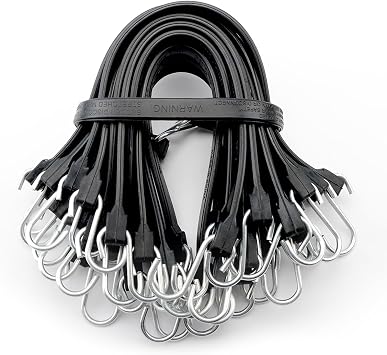 XSTRAP STANDARD 20 Pack 15 Adjustable Rubber Tarp Straps, EPDM Bungee Cords with Hooks, Ideal for Securing Tarps, Canvases, Flatbed Trailers