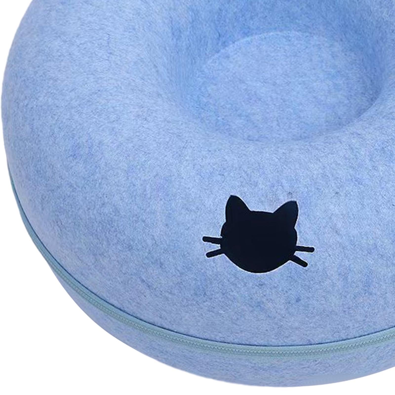 Cueva para Gatos para Varios Gatos, Cuevas para Gatos de Interior, Cama para Gatos, Cama para Gatos Tipo Donut Extraíble Y Lavable, Azul 50cm