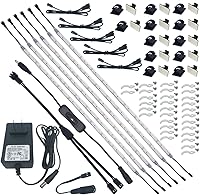 Litever 6-Pack 20" Flexible LED Under Cabinet Lights, 1800 Lumens 5000K Daylight, Plug-in Kit for Kitchen Counters, Cabinets & Closets