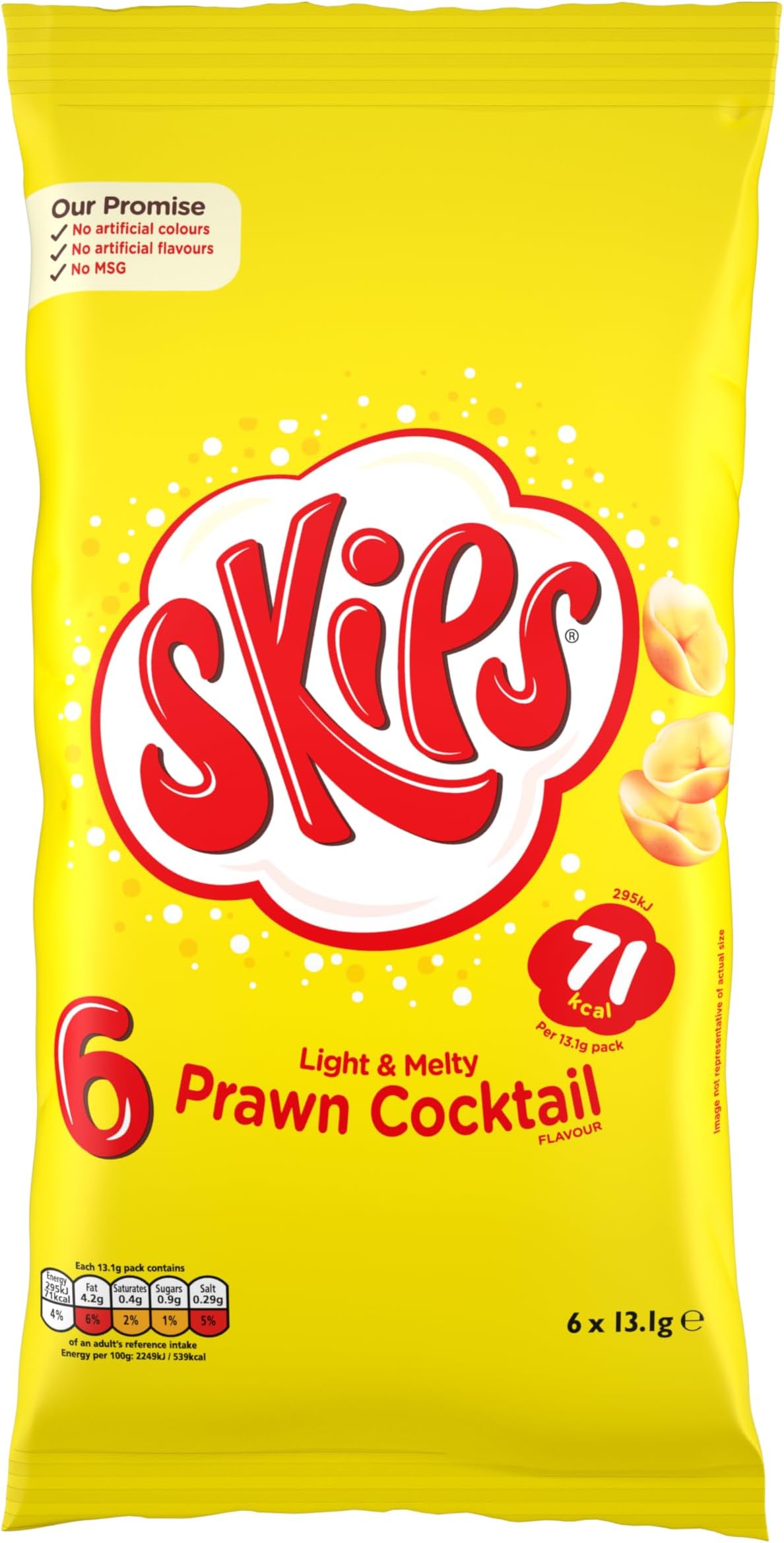 Skips Tingly Prawn Cocktail Flavour Crisps, 6 x 13.1g