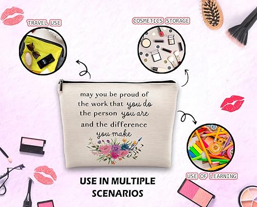 Miniatura 4 de Bolsa de cosméticos de maquillaje con texto en inglés «May You Be Proud of the Work You Do», regalos de agradecimiento para mujeres, bolsa de aseo