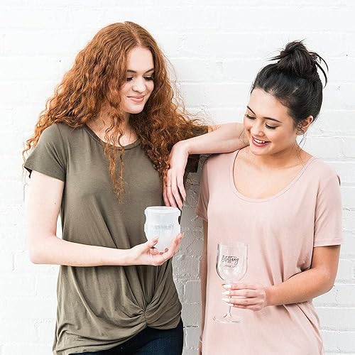 Miniatura 3 de WEDDINGSTAR Copa de vino de anidación de plástico portátil personalizada - Impresión de monograma de línea