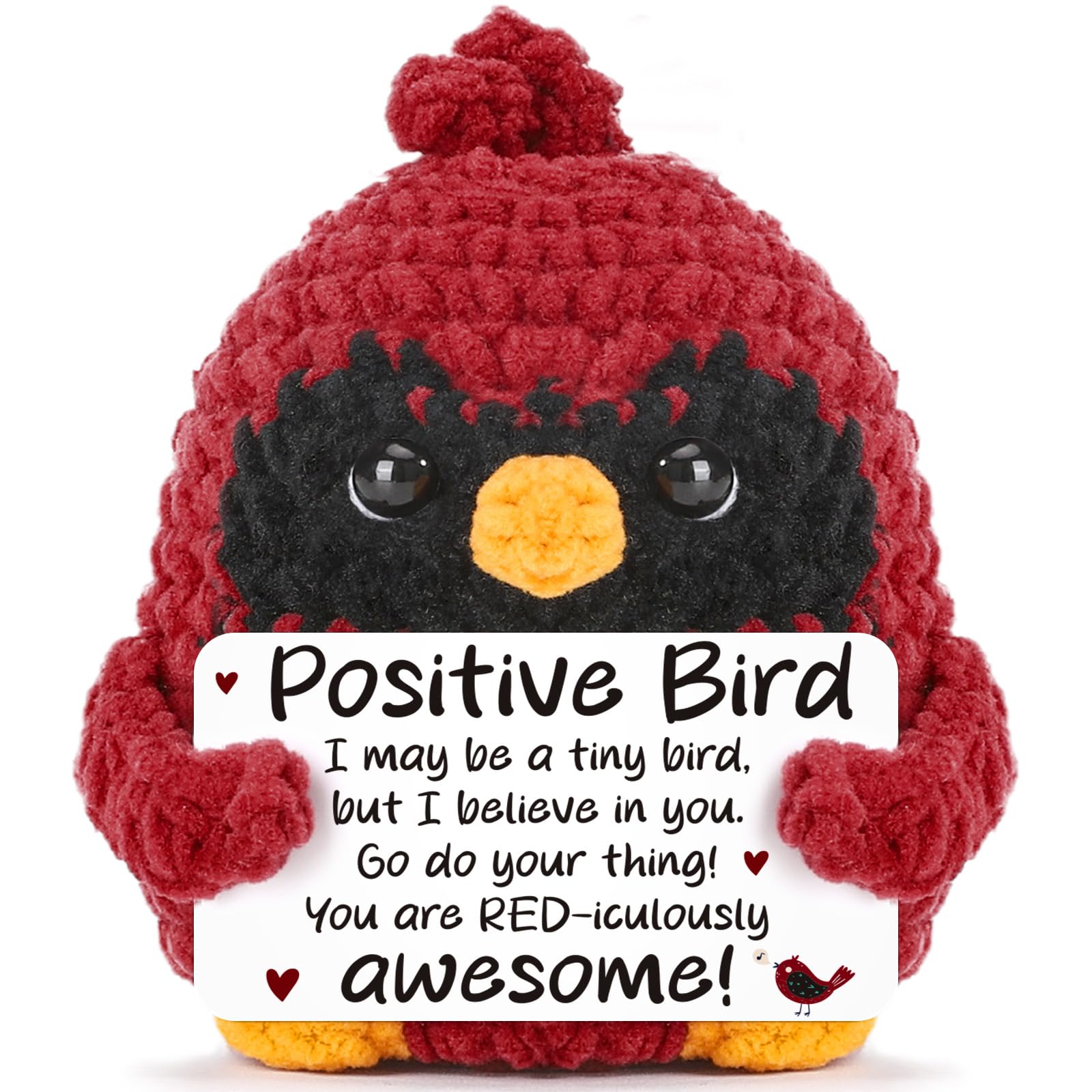 MY-ALVVAYS Mini Positive Crochet Cardinal Bird 2026 Graduation Gifts for Teens Daughter Son, Thank You Appreciation Gifts for Teacher Femal Male, Birthday Gifts for Women