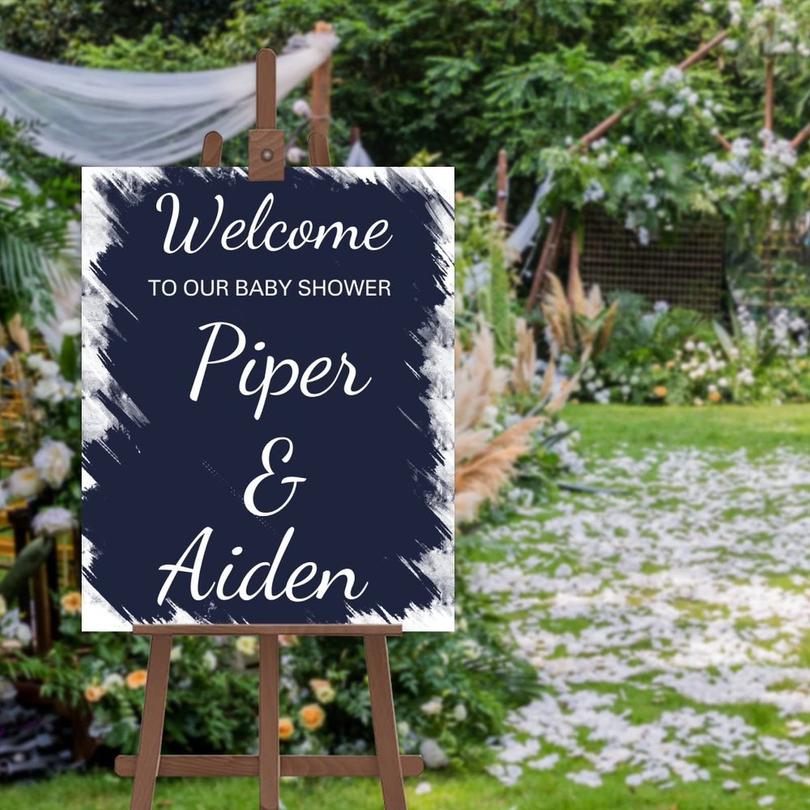 Panneau welcome baby shower personnalisé 50x75 cm chic