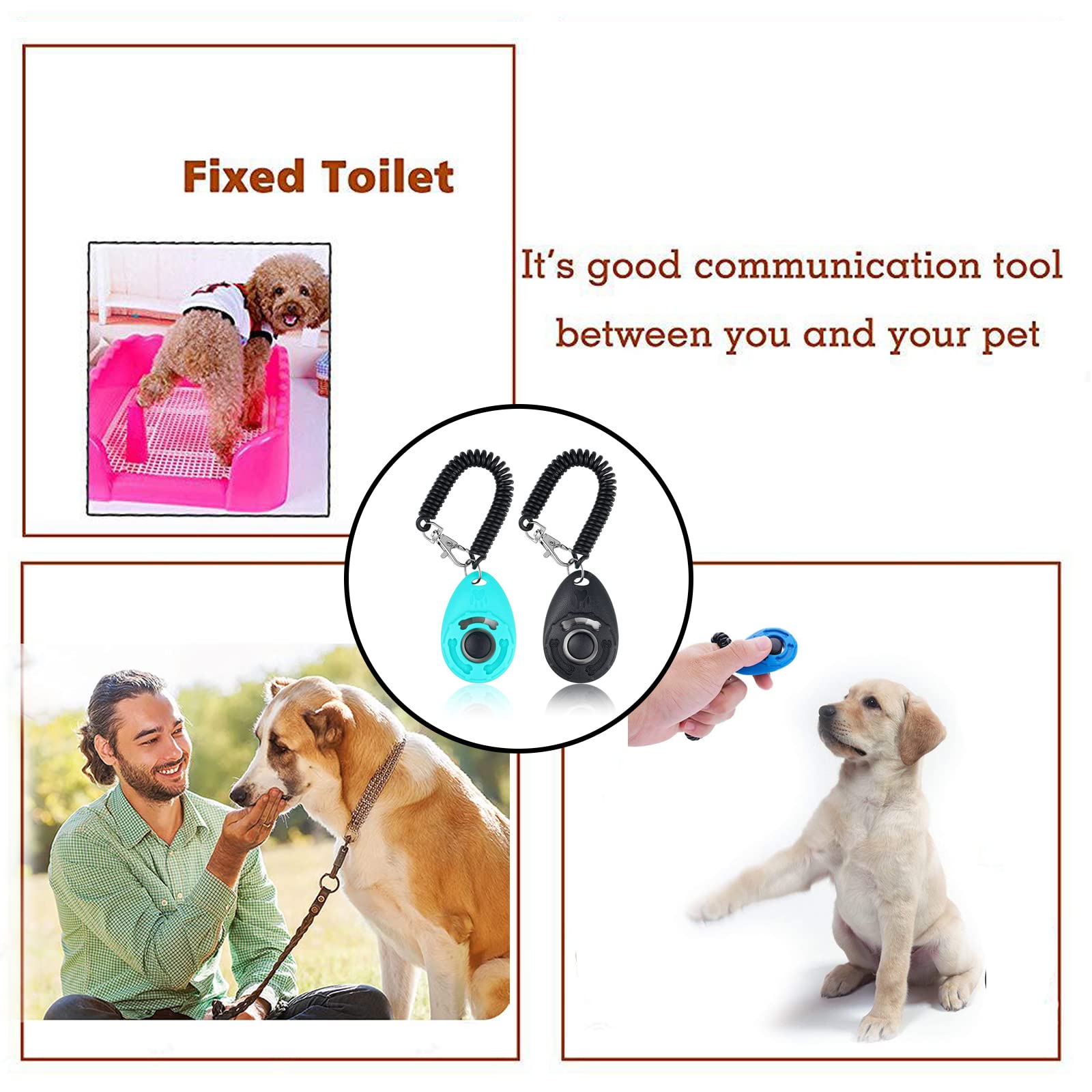 2 Pezzi Clicker per Cani, Formazione Clicker, Training Clicker, Clicker Professionale con Cinturino da Polso per Cane Gatto Cavallo