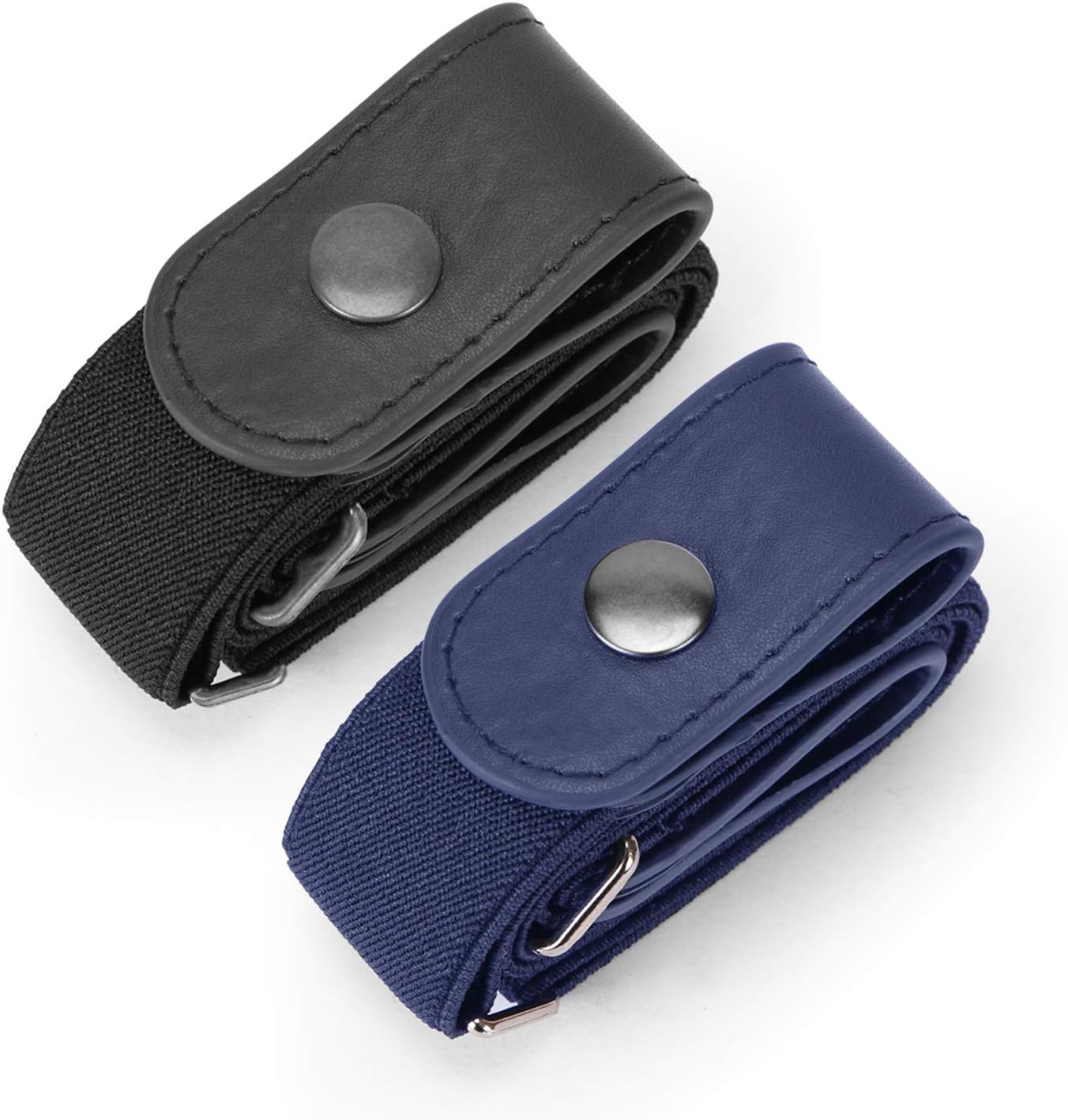 2 Pack Buckle Free Comfortable Elastic Belt for Wmen or Men, Buckle-less No Bulge No Hassle Invisible Belts