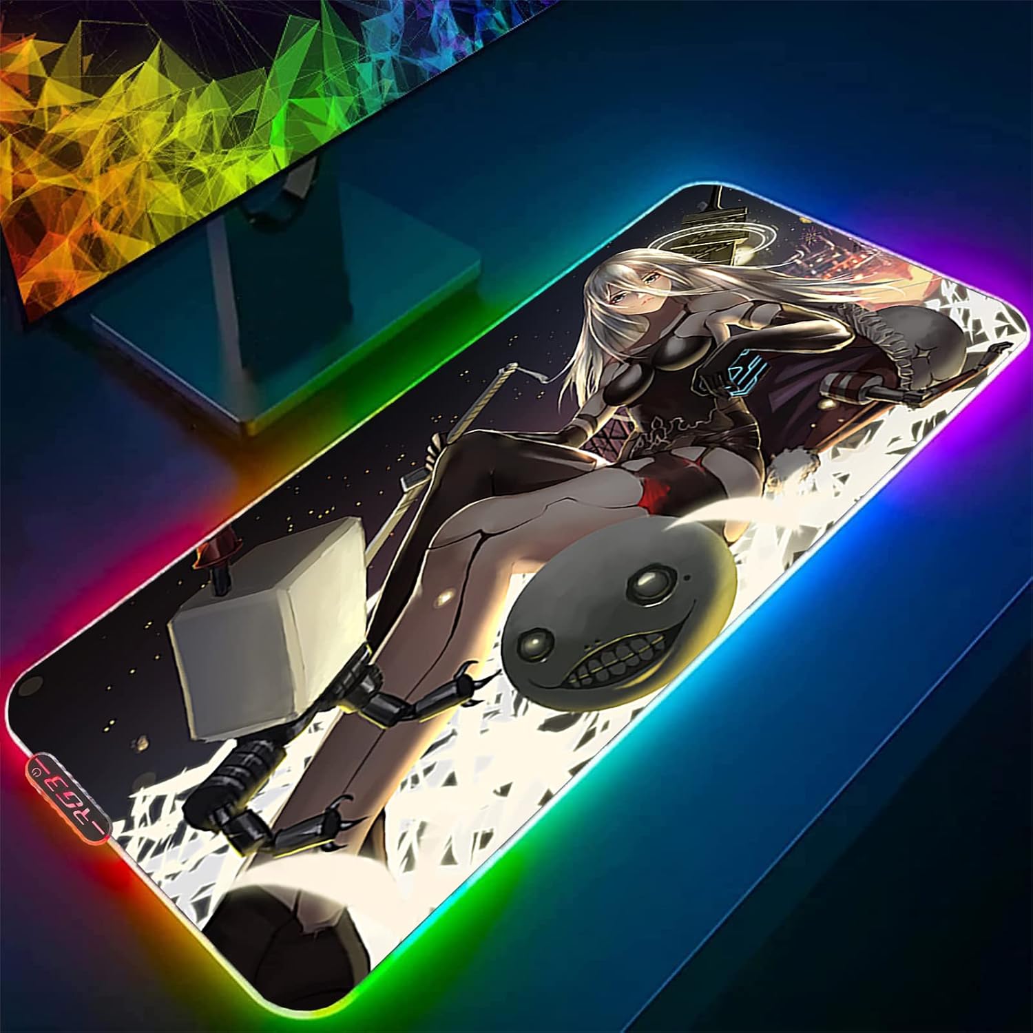 Mouse Pads Large RGB Nier:Automata A2 Mouse Pad Gamer Led Computer Pad Mouse Carpet Mat Keyboard Desk Mat with Stitched Edge 30X80Cm/L