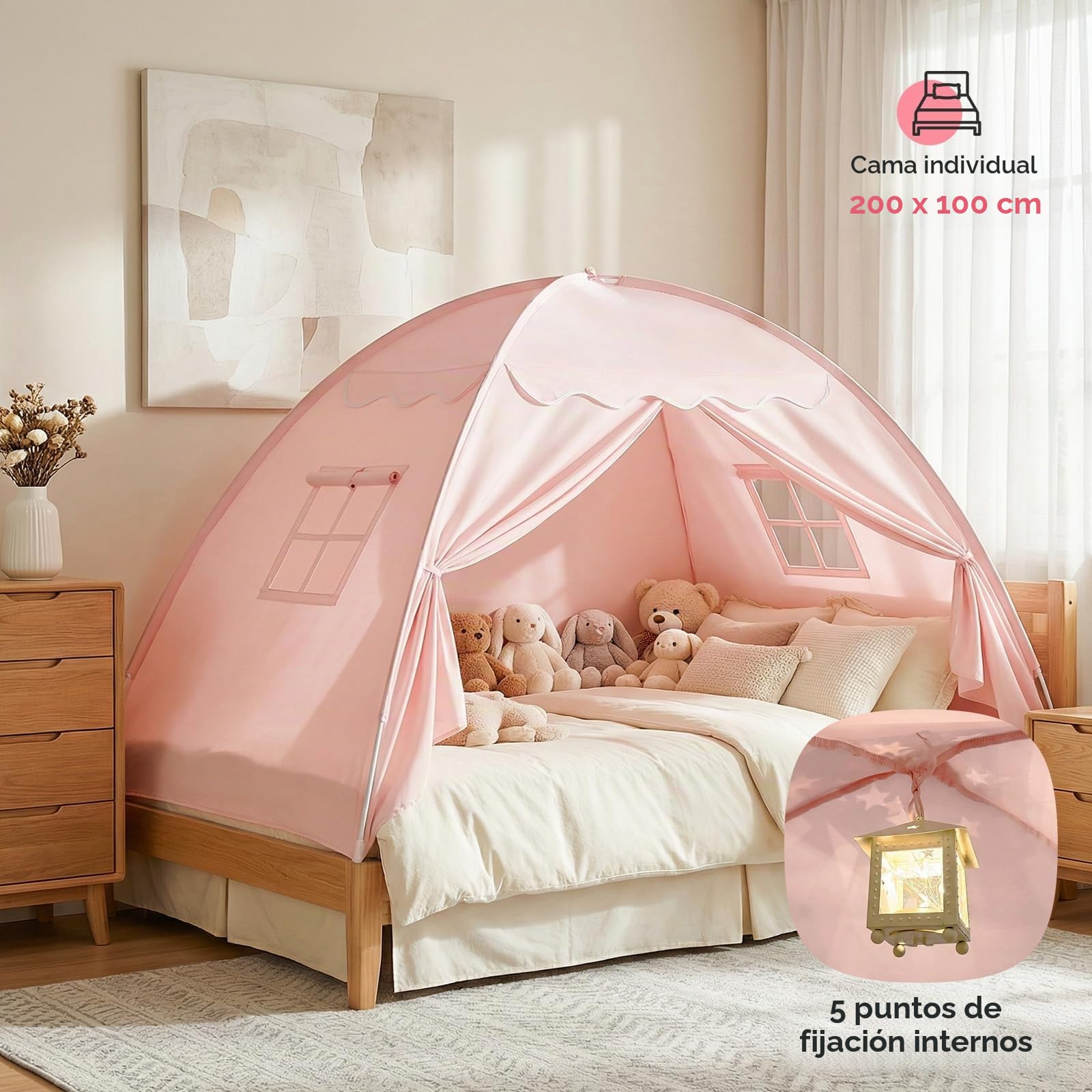 Tienda de Campaña para Cama para Habitación Infantil, Tienda de Campaña para Niños, Cama de Suelo, Tienda de Campaña para Niños, Tienda de Juegos para Interiores, Portátil y Plegable, Cama Individual