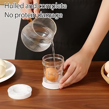 Egg Peeler for Hard Boiled Eggs, Egg Shell Remover Tool with Manual Shake Operation, Compact Design for Quick Breakfast Prep, Meal Prepping, and Outdoor Cooking (White)
