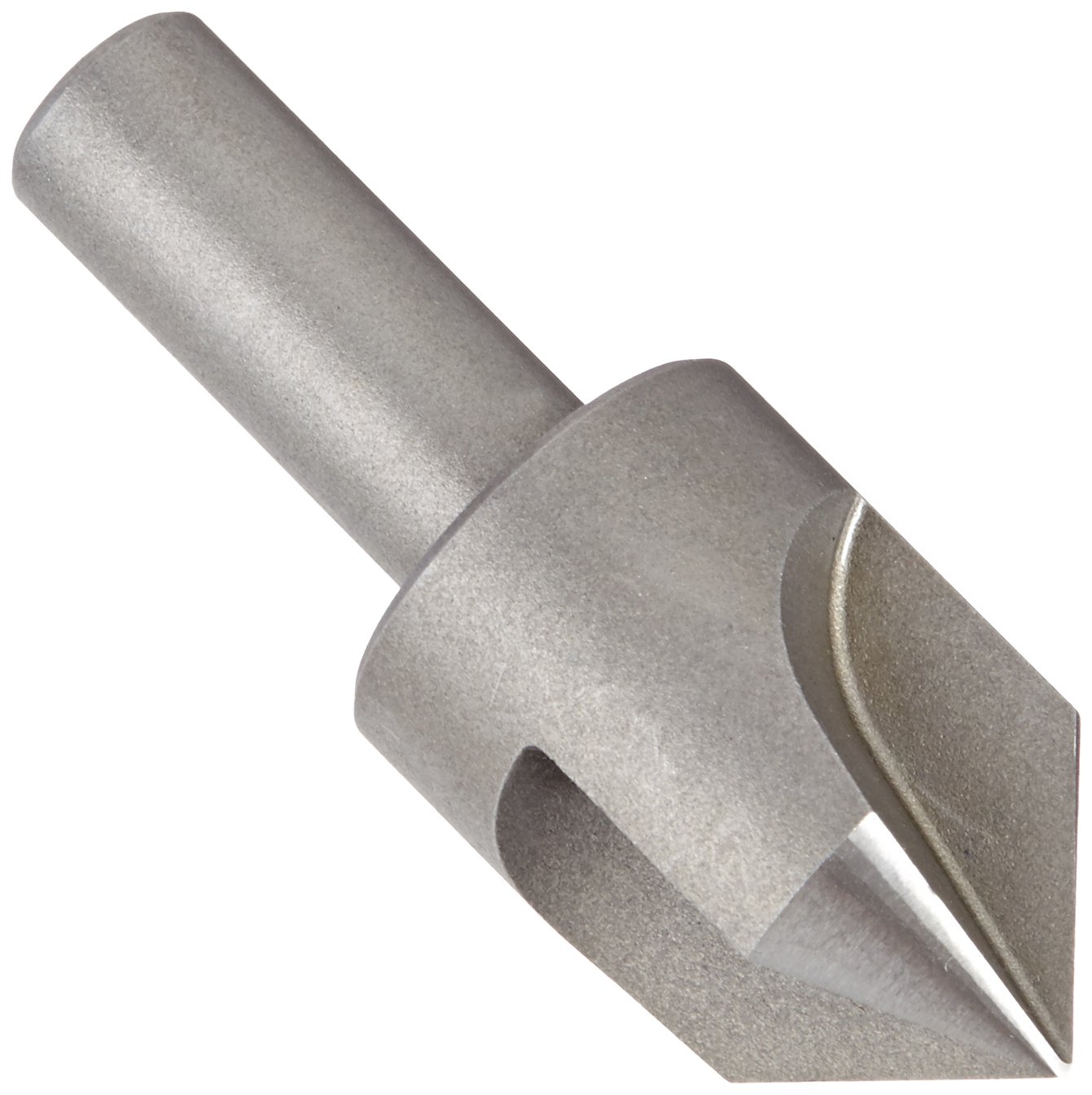 KEO 51009 High-Speed Steel Single-End Countersink, Uncoated (Bright) Finish, 3 Flutes, 90 Degree Point Angle, Round Shank, 1/2" Shank Diameter, 1" Body Diameter