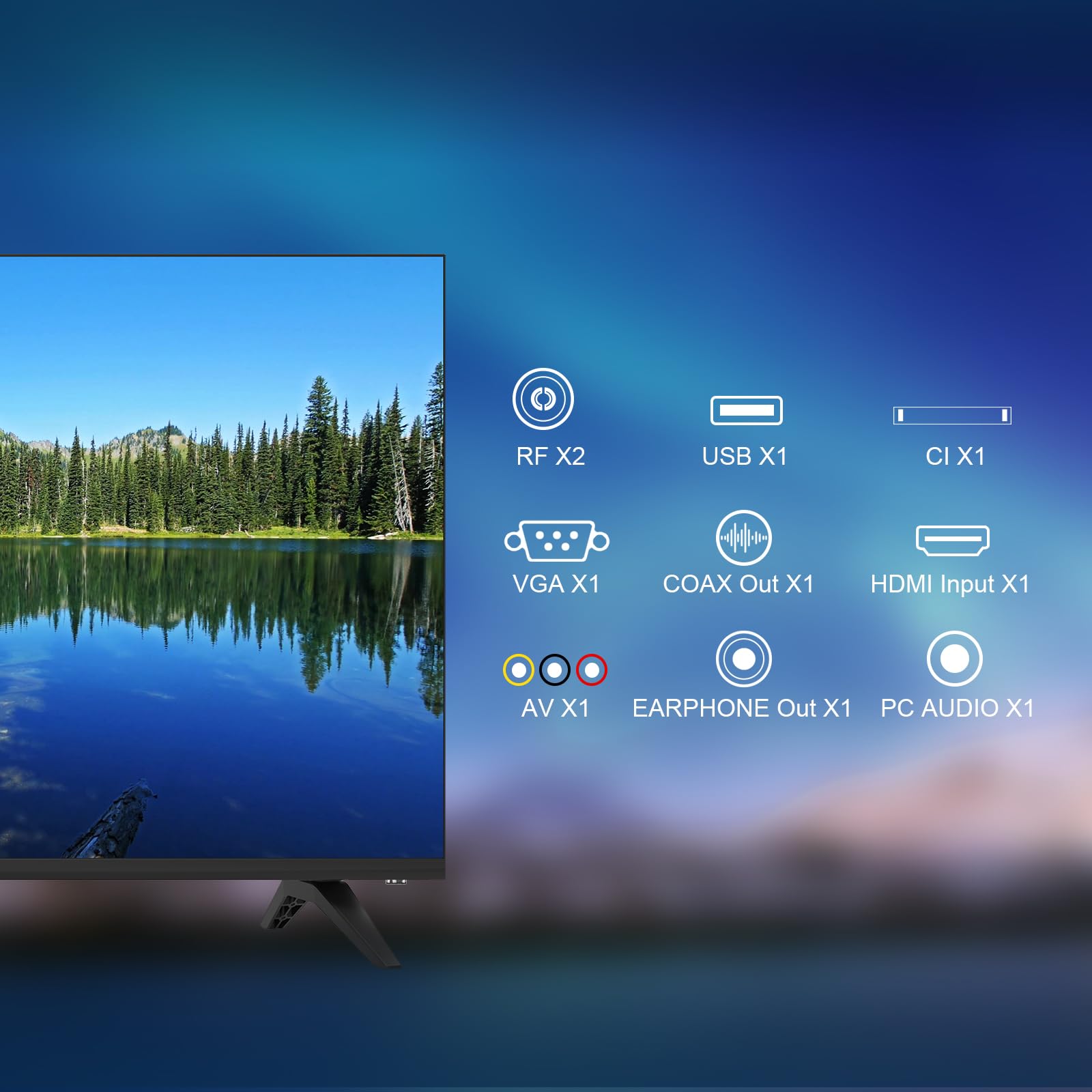 Antteq AE24H5-Q1 HD LED Televisore 24 Pollici Sottocosto, Triple Tuner DVB-C/T2/S2, con VGA, AV, HDMI, USB-Media Player, CI+, Dolby Audio, Hotel Modus 2026 [Classe di efficienza energetica E]