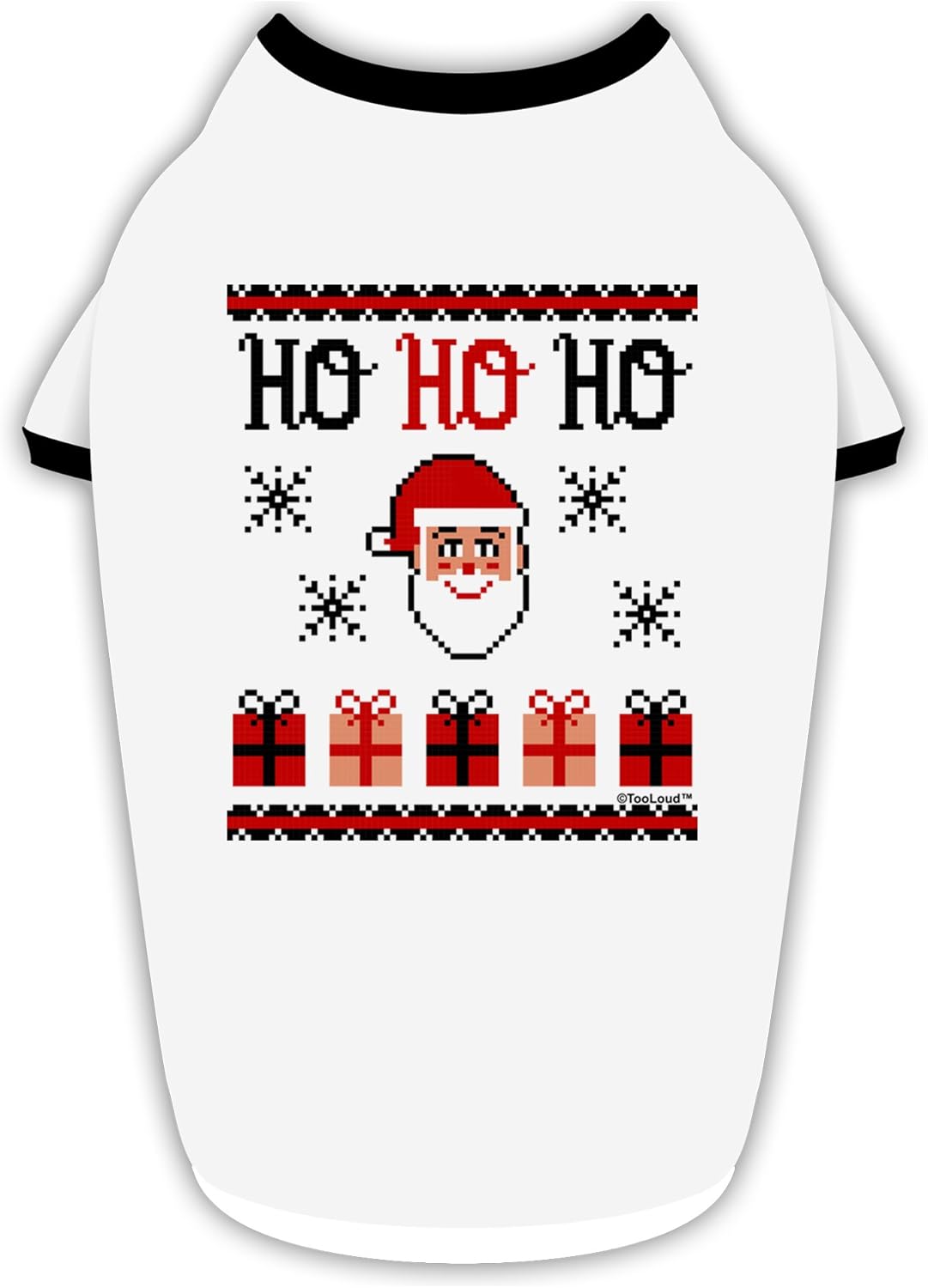 TOOLOUD Ho Ho Ho Ugly Christmas Sweater Cotton Dog Shirt White with Black Large
