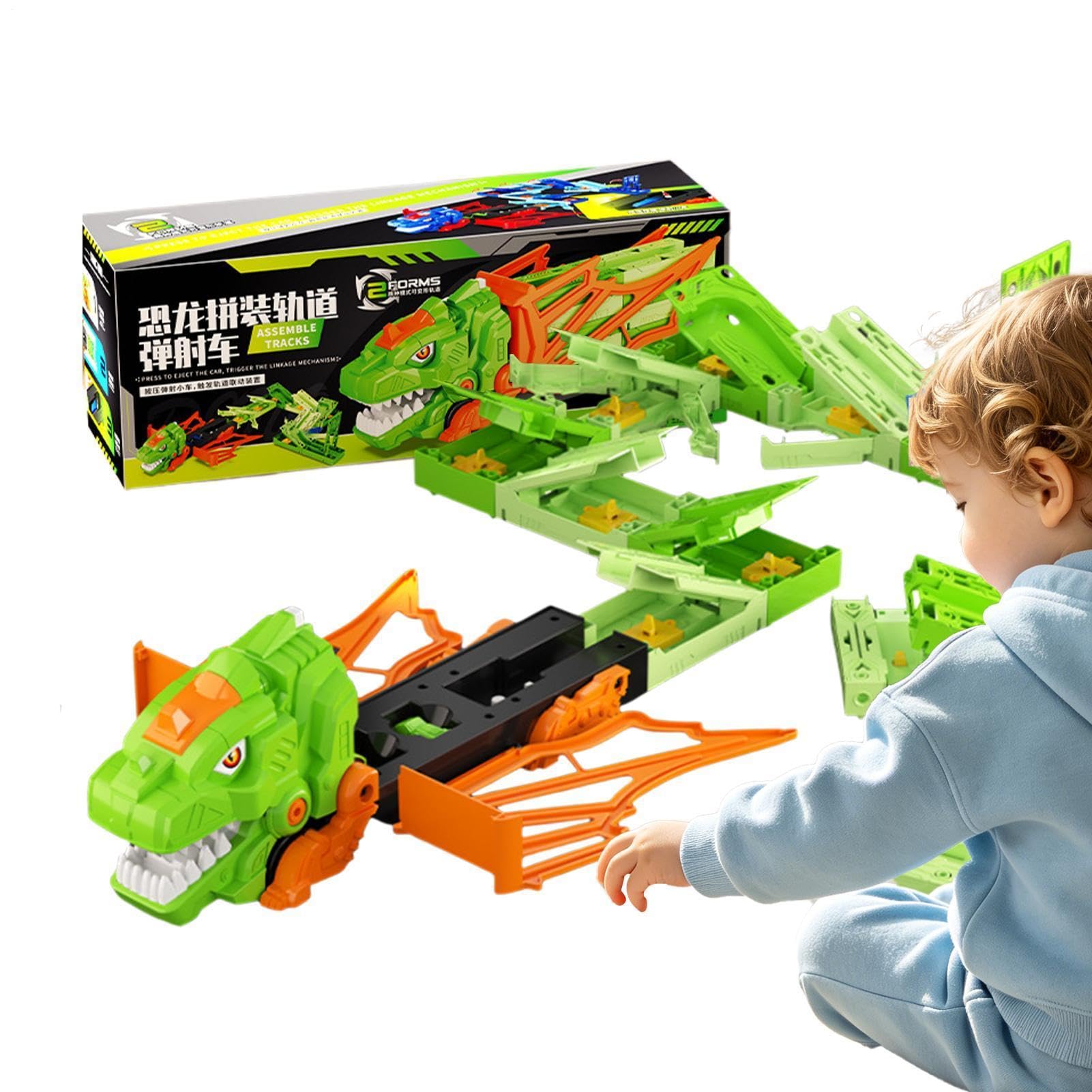 Pista Dinosauri Macchinine Da Corsa Giocattoli Veicoli Playset Interattivo | Set Pista Macchinine Per Bambini E Bambine Interno Esterno Prescuola Asilo Viaggio Compleanno