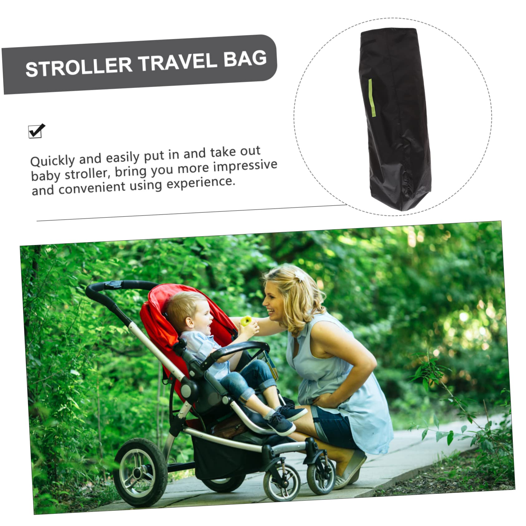 BESTonZON Borsa per Carrozzina Pieghevole per Viaggio e Gate Check | Tessuto Oxford Nero, Protezione Idrorepellente, Accesso Pratico e Trasporto Comodo