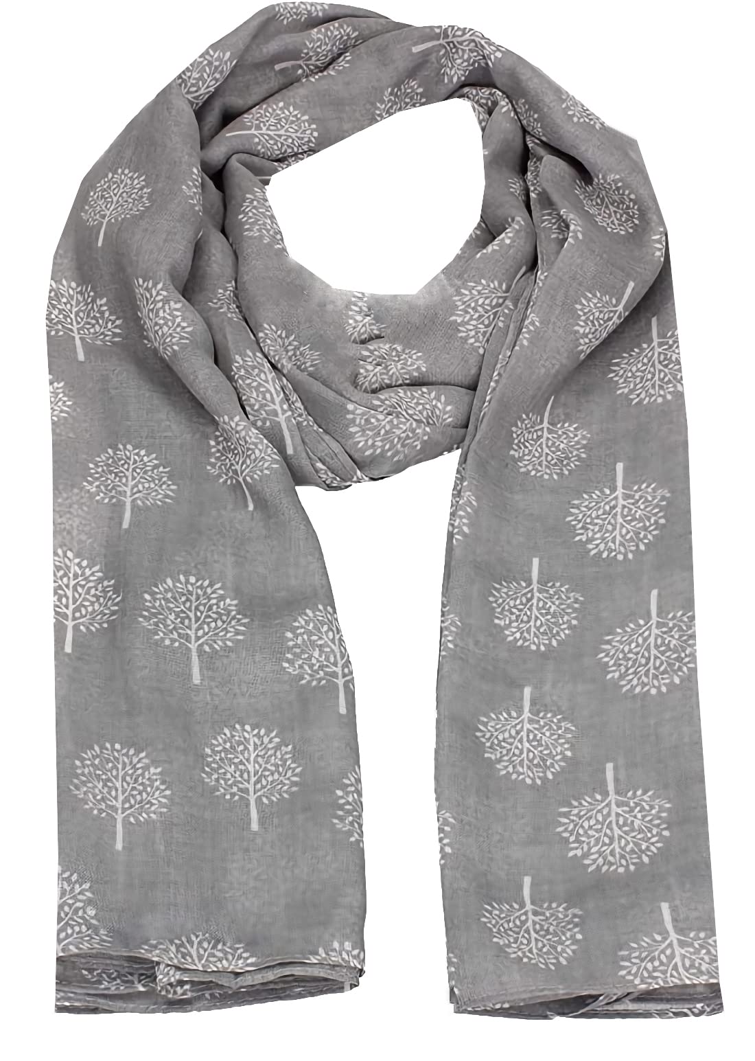 World Of Shawls Women's Grey With White Mulberry Tree Print Scarf New Celebrity Style Long Scarf Scarves Maxi Sarong Sale (Grey With White Mulberry Tree Print Scarf)