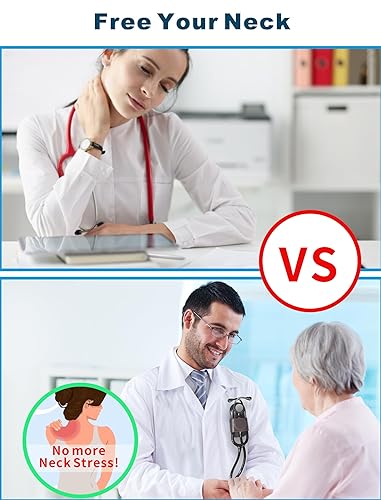 Miniatura 4 de Acoustica - Estetoscopio ligero para médicos, enfermeras, estudiantes, uso de salud en el hogar, adultos, doble cabeza, tubo negro, auricular negro,