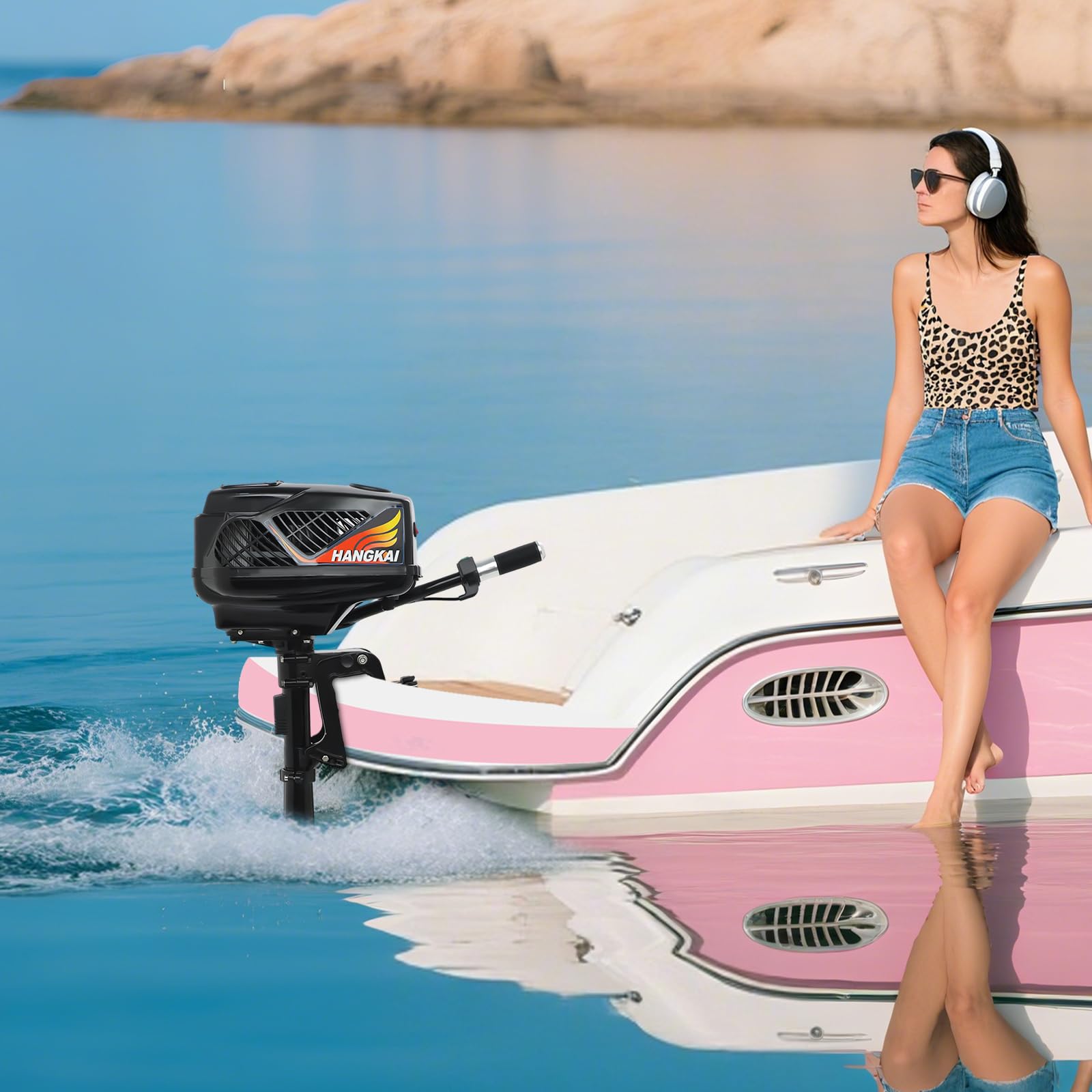 Moteur hors-bord électrique 48 V 1200 W 5 CV sans balais longue tige pour bateaux de pêche, bateaux en bois, bateaux en plastique, durable, puissant, jusqu'à 800 kg de poussée