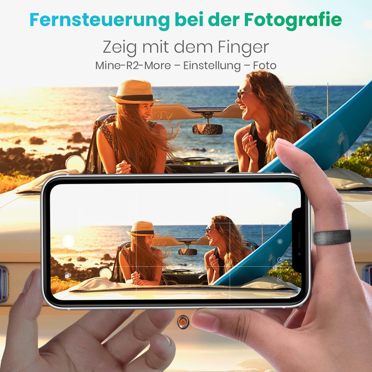 Rogbid R2 Titanlegierung Smart Ring für Herren Damen Smartringe Gesundheit Tracker mit Herzfrequenz, Blutsauerstoff, Blutdruck, Schlaftracker, IP69 wasserdicht für iPhone und Android Schwarz (10#)