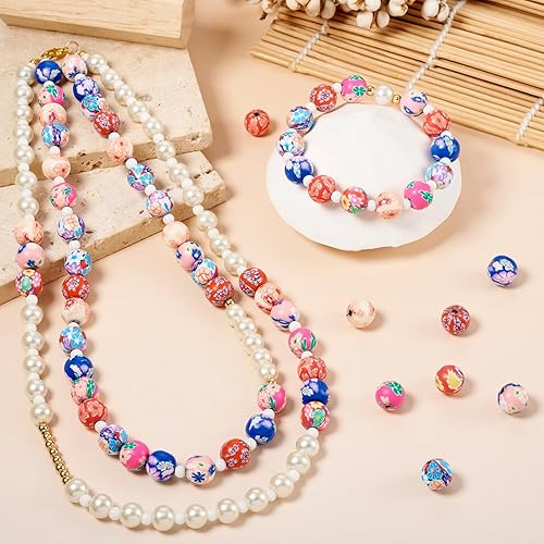 Miniatura 110 de Craftdady 200 cuentas sueltas de arcilla polimérica Plumeria Flower Spacer de 0.472 x 0.315 in, colores mezclados al azar, 5 pétalos, cuentas Flores