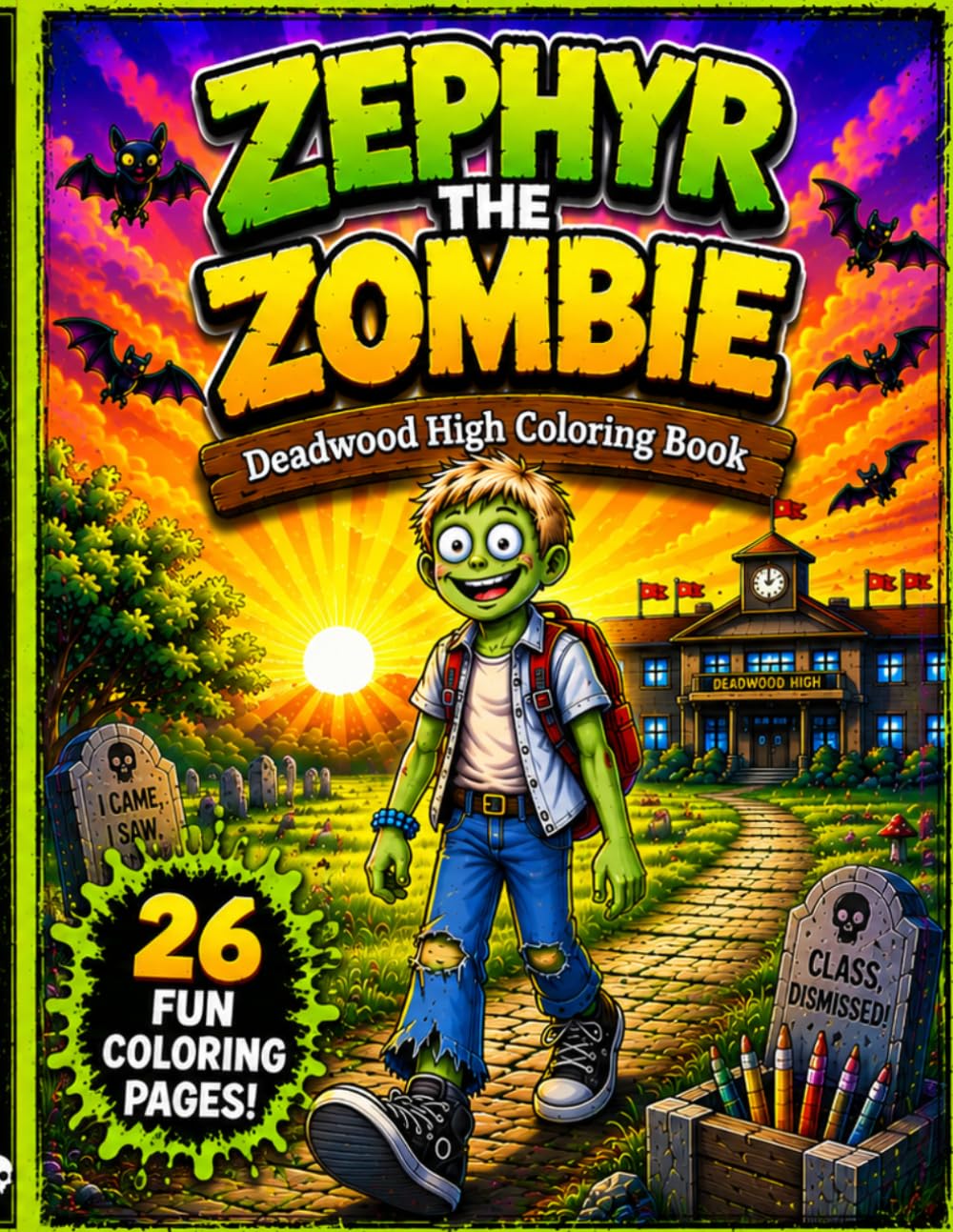 Zephyr the Zombie Deadwood High Coloring Booik