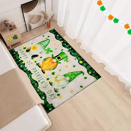 Miniatura 7 de Tapete antideslizante de fieltro irlandés, de 32 x 48 pulgadas, tapete de bienvenida lavable de perfil bajo, tapete de bienvenida a cuadros para el