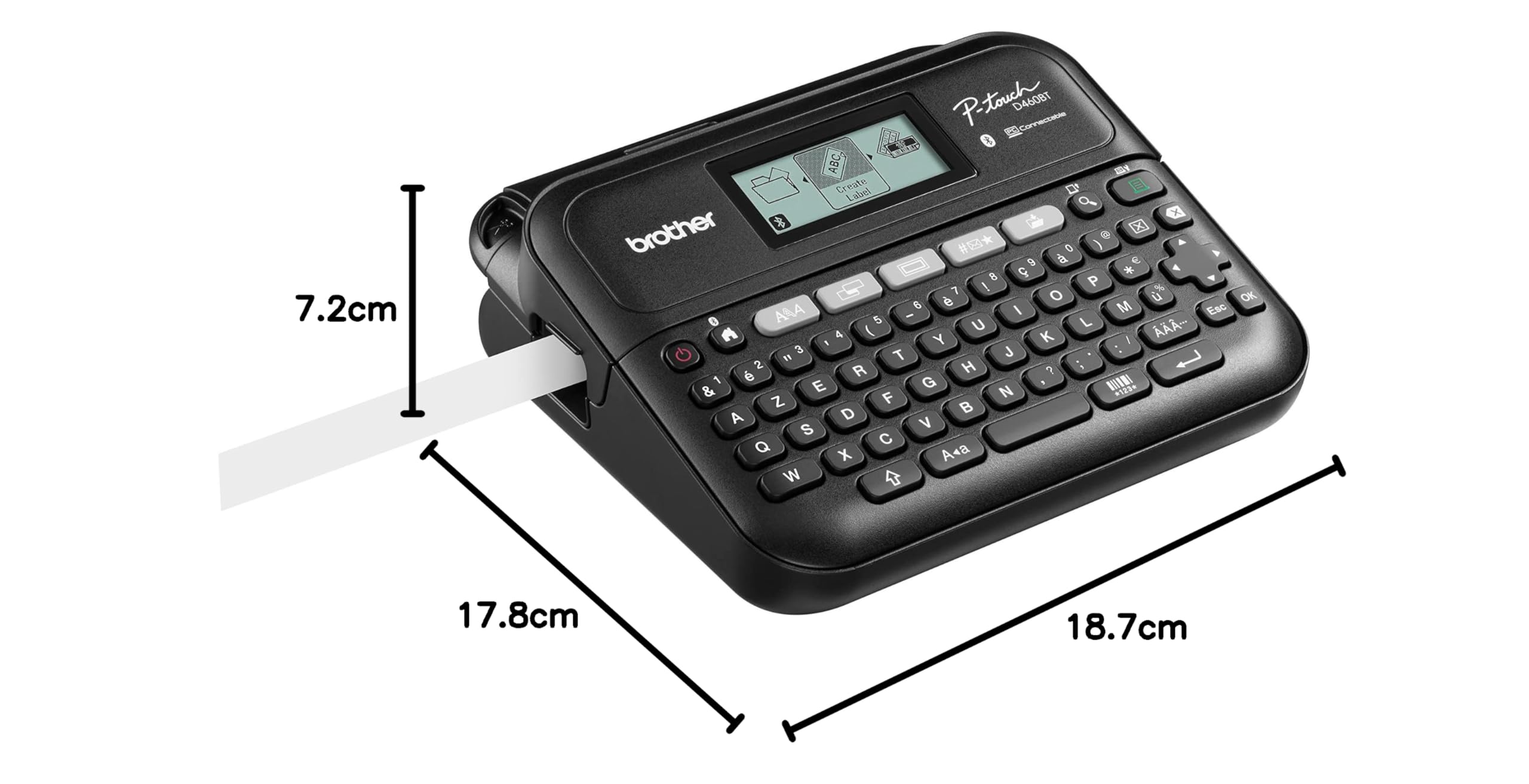 Brother P-Touch PT-D460BTVP | Etichettatrice desktop professionale | Bluetooth | 18mm | Con valigetta di trasporto e adattatore di alimentazione