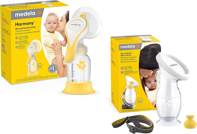 Juego de extractor de leche manual y recolector de leche de silicona Harmony de Medela, para llevar