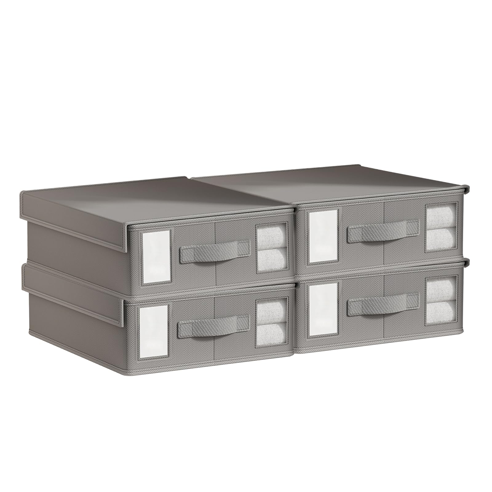 Organizador Sabanas, 4 Piezas Organizador de Sabanas Armario Bolsas de Almacenamiento Plegables para Sábanas con Ventana Etiquetada y Asas Cajas Organizadoras Sabanas para Ropa de Cama, Ropa, Mantas