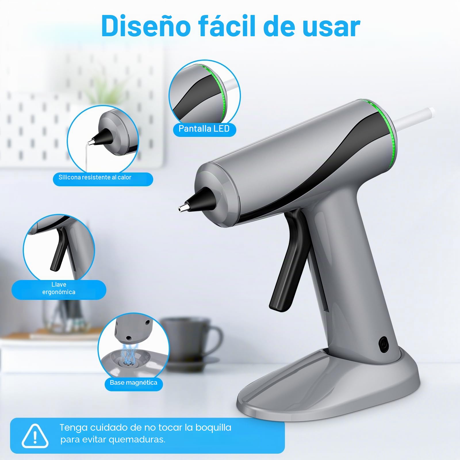 Pistola Silicona Caliente Inalambrica, Pakinui Pistola Pegamento Caliente con Batería de 2000 mAh, Precalentamiento rápido en 40 segundos, Pistola cola quente Para bricolaje, manualidades