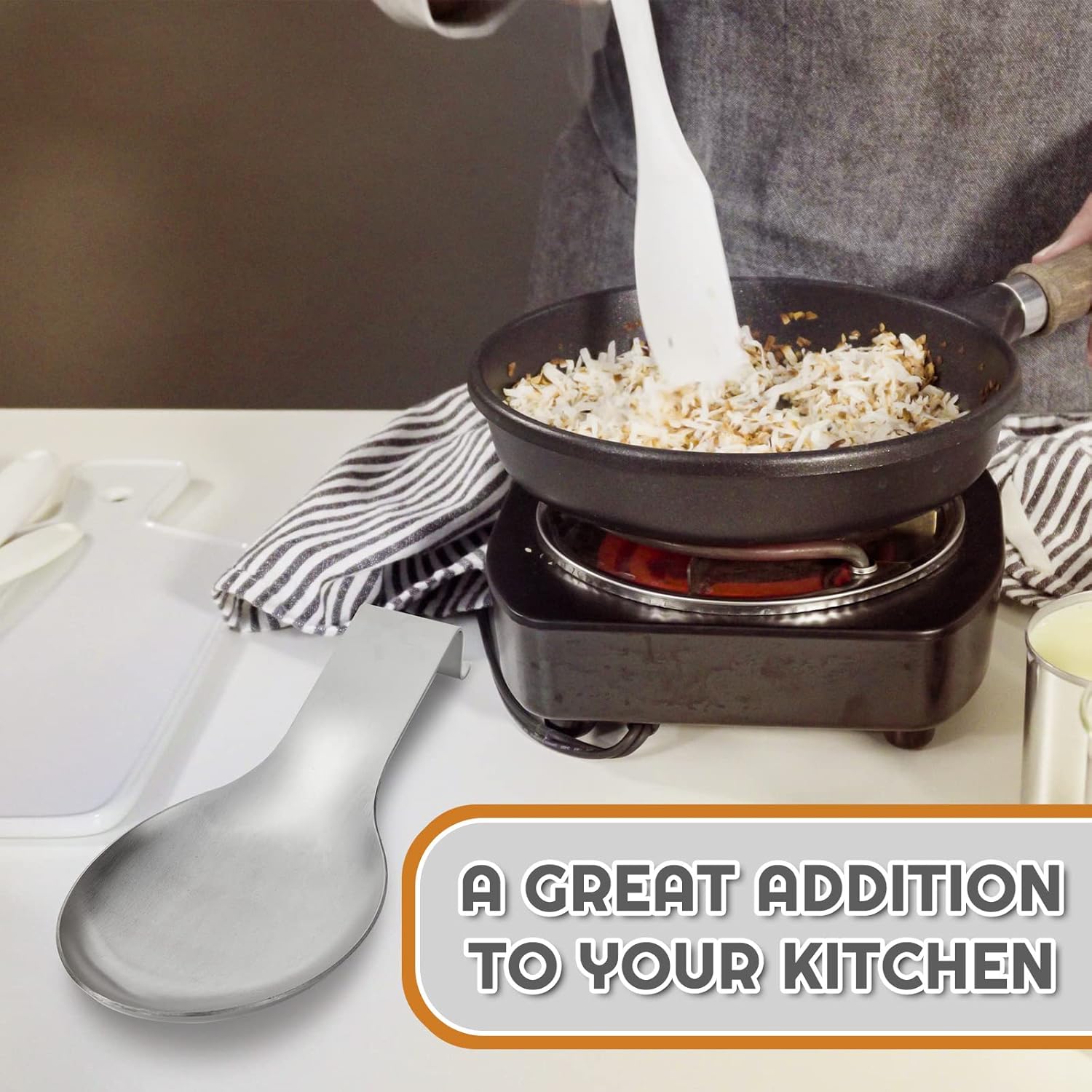 Nuanchu 20 Pcs Stainless Steel Spoon Rest Spatula Ladle Holder Spoon for Stove Top Heavy Duty Spatula Holder for Countertop Dishwasher Safe Utensil Rest for Kitchen, 3.8 x 9.6" (Silver)