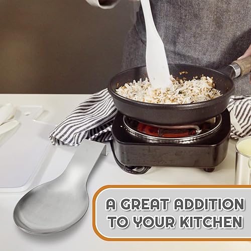 Miniatura 5 de Nuanchu 6 piezas de acero inoxidable para espátula, soporte para cucharón para estufa, soporte de espátula resistente para encimera, apto para Negro