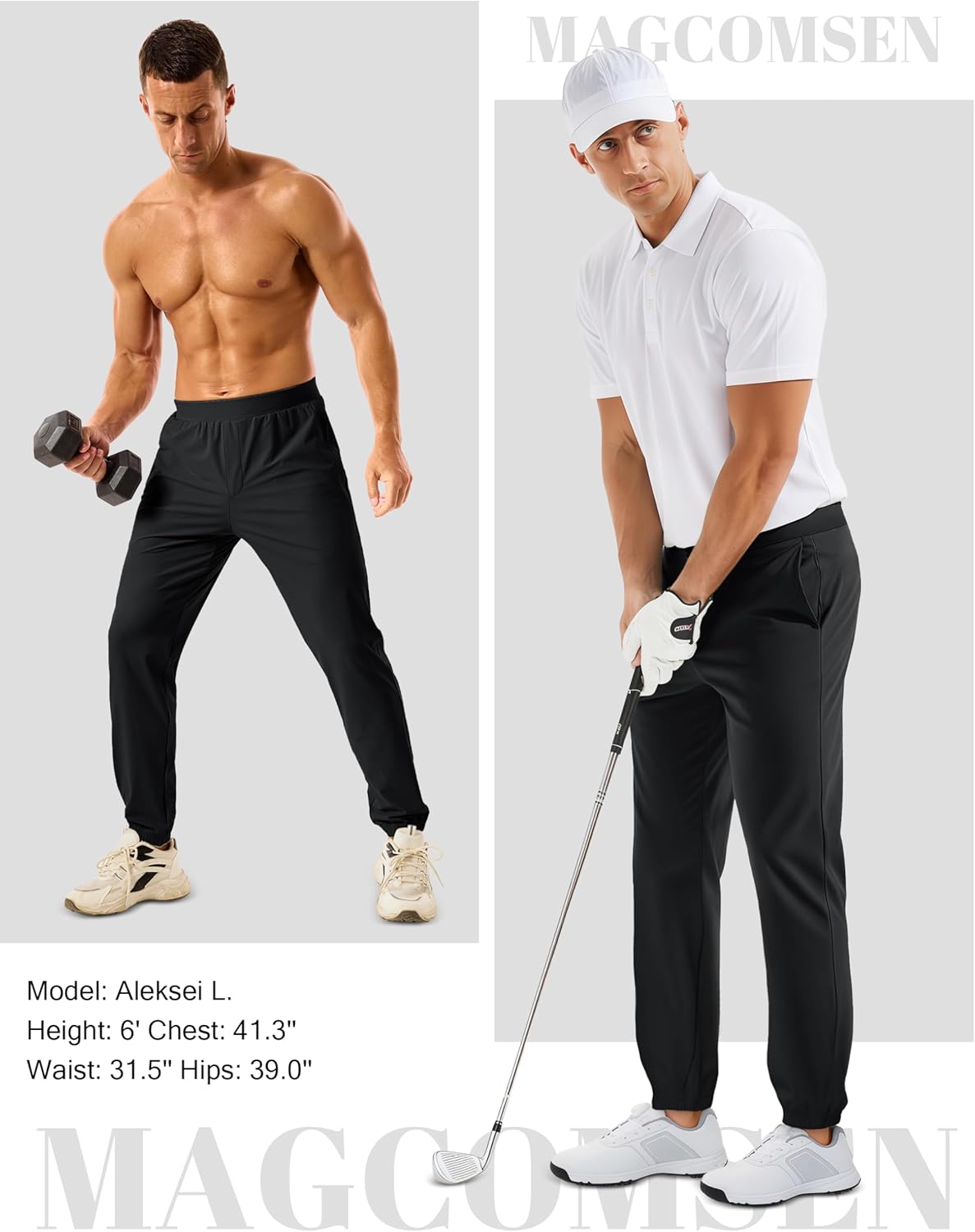 MAGCOMSEN Men's Golf Pants Stretch Joggers with Zipper Pockets Work Casual Slack for Men - Image 7