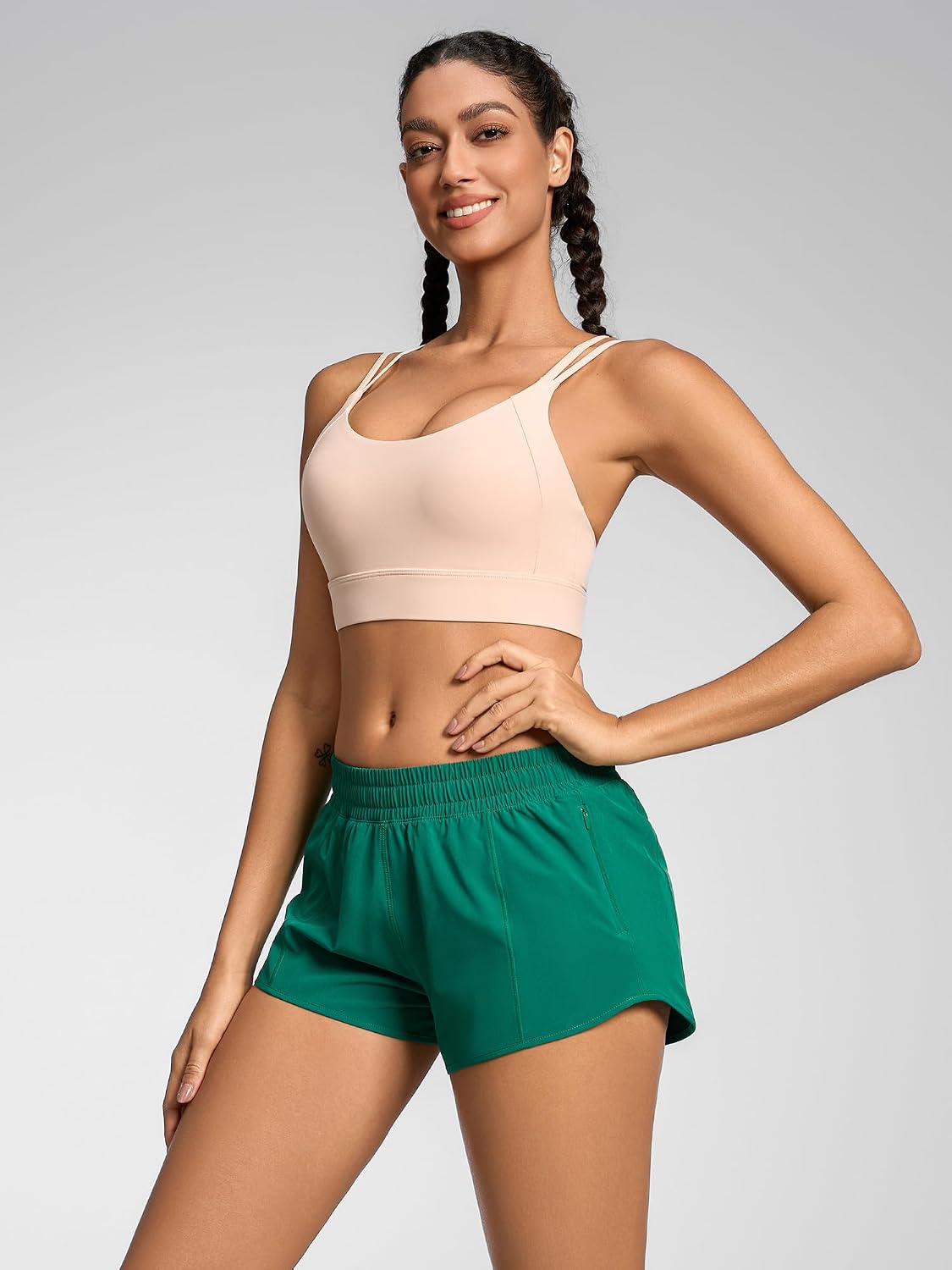 MCEDAR Women's Running Shorts Low Waisted,Quick-Dry with Mesh Liner, Lightweight Athletic Workout Gym Shorts with Zip Pocket