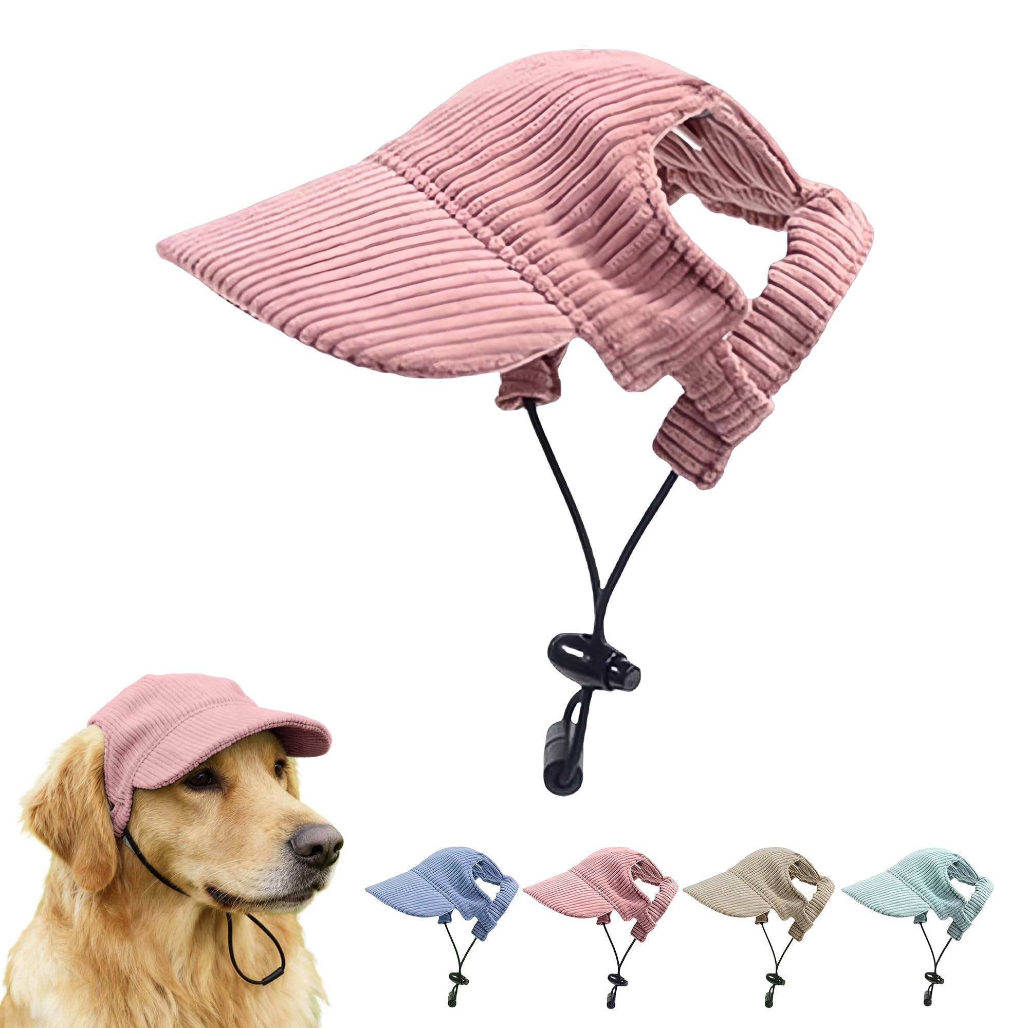 Haustier-Baseballkappe mit Ohrlöchern - Mehrfarbige Hundemütze& Katzenhut, Sonnenhut Hund für Sommer & Herbst, Hundebaseballkappe & Hunde Cappy als Strandkopfzeug für Welpen & Katzenbabys (Rosa, M)
