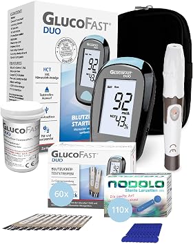 Duo Blood Glucose Monitor Bundle (mg/dL) - Includes 50 Test Strips & 100 Lancets Starter Kit for Instant Diabetes Control Precise Measurement & Easy Application