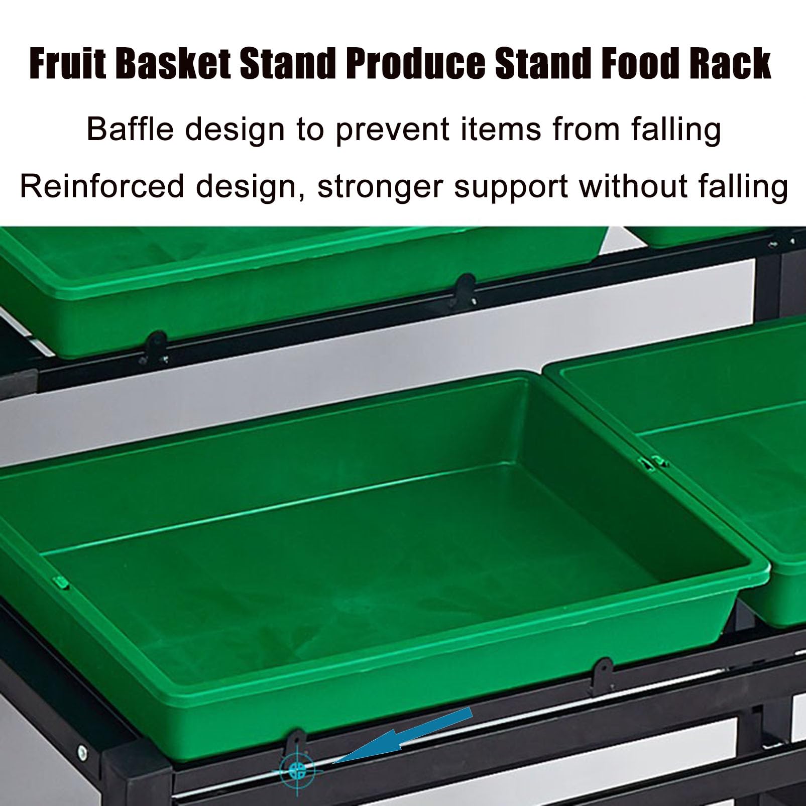 Heavy Duty 5-Tier Display Rack con cesti di plastica - Kitchen Food Organizer per supermercati, Negozi di Alimentari e mercati di Agricoltori