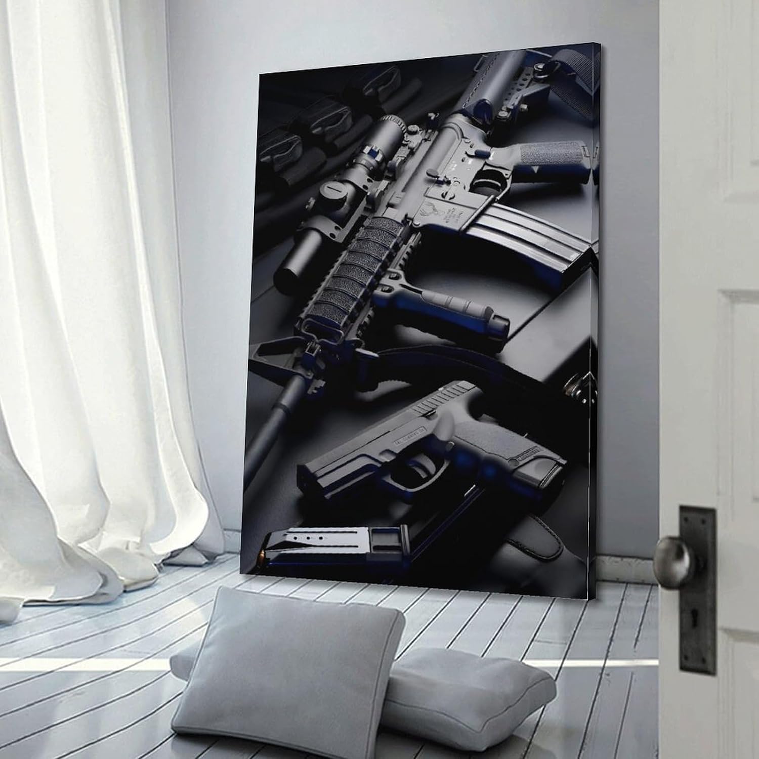 Weapon Gun Poster US Military Weapons Assault Rifle Picture Canvas Print Modern Living Room Weapon Gun Wall Decor Artwork Office Large Weapon Wall Decor Boys Room Gift Wall Art Paintings Canvas Wall image 3