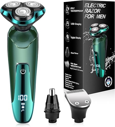 Maquinilla de afeitar eléctrica para hombres, afeitadoras eléctricas para rostros de hombres, hoja desmontable 3D giratoria para afeitar con