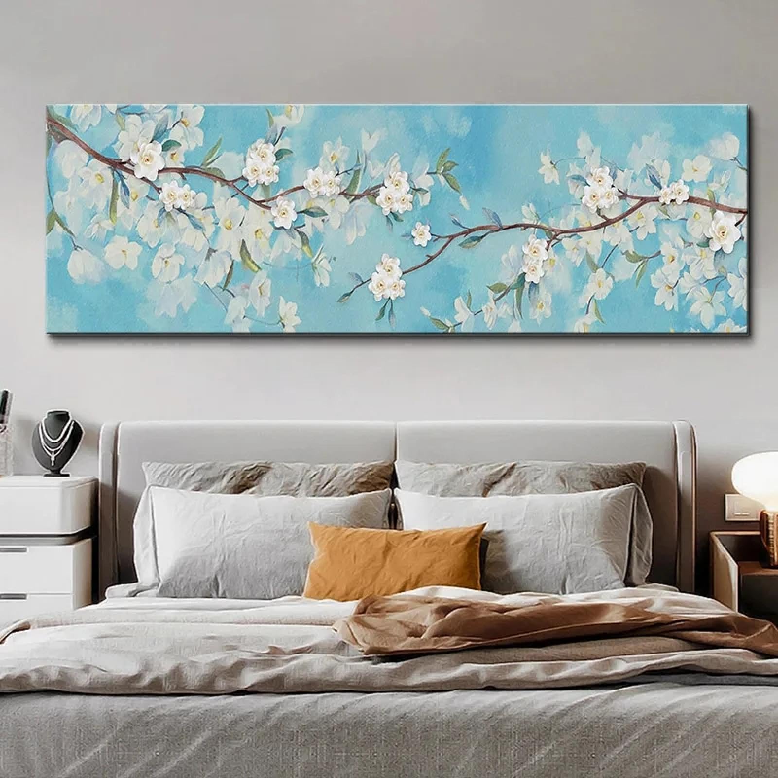 Peinture murale fleurs blanches de qualité sur toile dsdsgog - 6