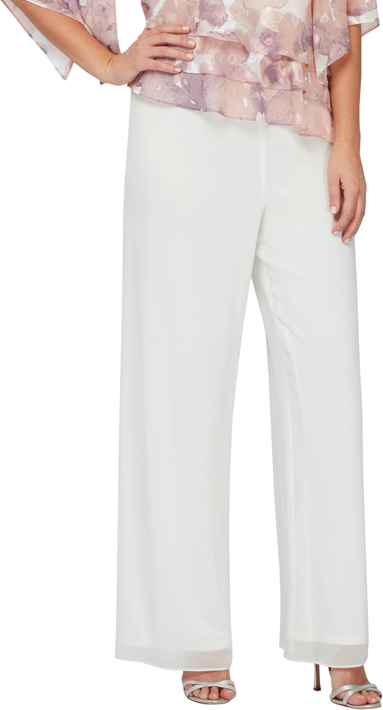 Alex Evenings Womens Wide Leg Chiffon Dress Pant for Mother of The Bride, Elegant Party Outfit (Petite and Regular Sizes)