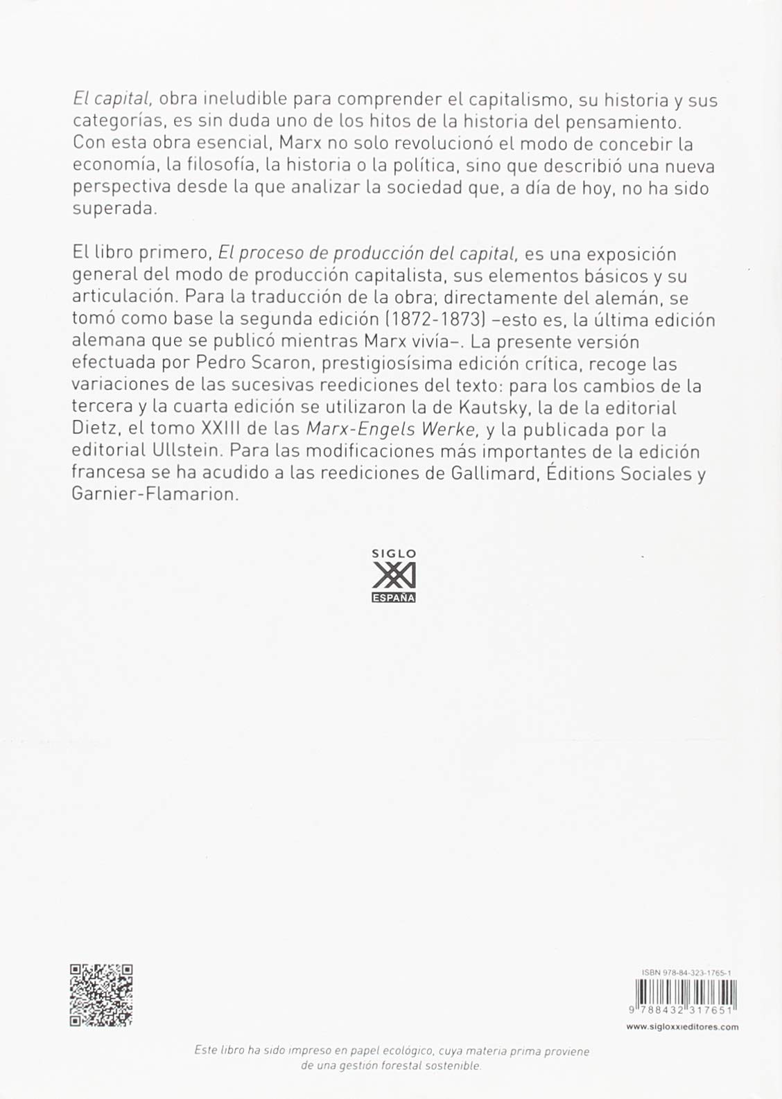 CAPITAL 1 CRITICA DE LA ECONOMIA POLITICA PROCESO DE PRODUC: LIBRO PRIMERO