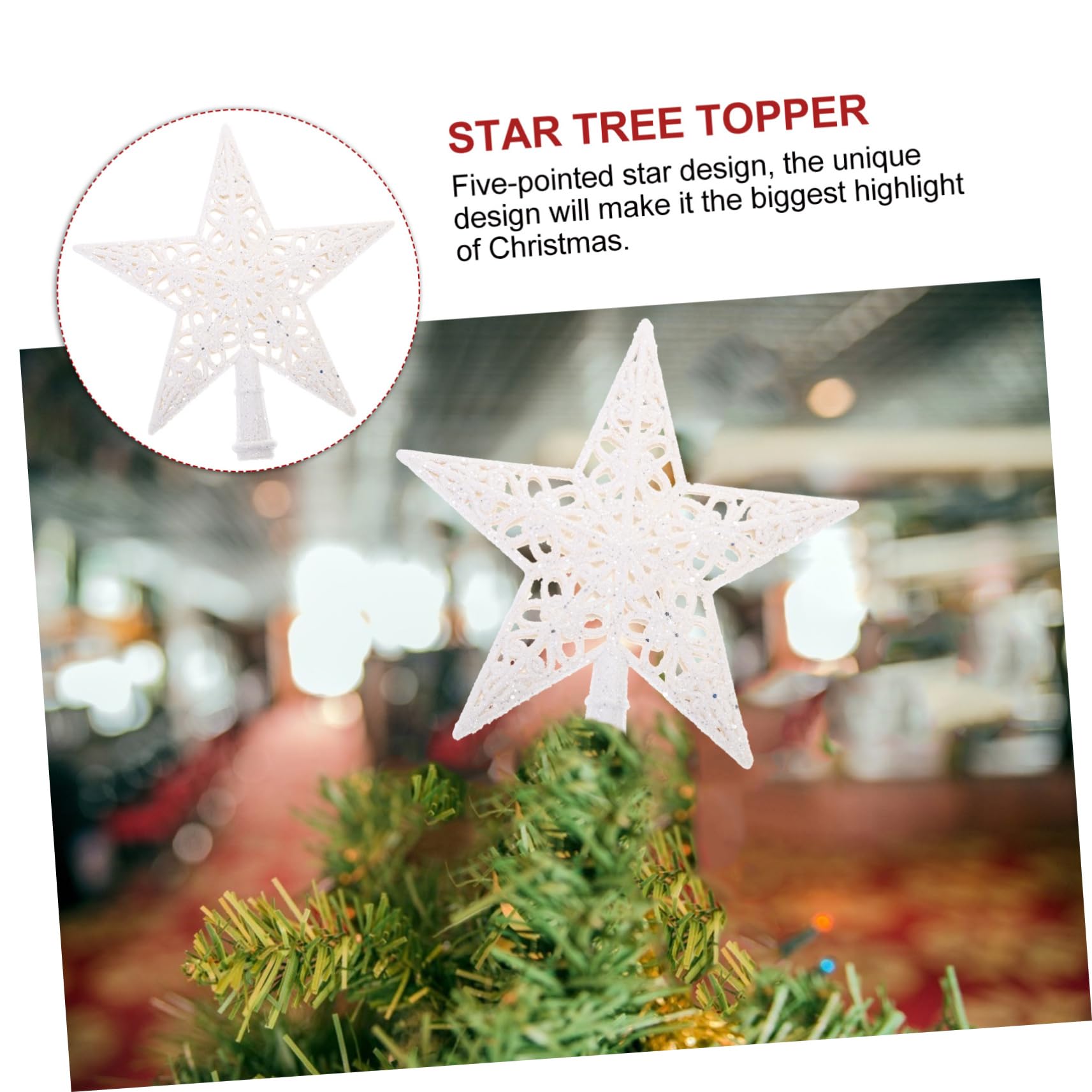 Zerodeko 5 Piezas De Base De Estrella para La Superior del Árbol De Navidad Adorno para El Árbol De Navidad con Purpurina Dorada Remates para El Árbol De Adornos para El
