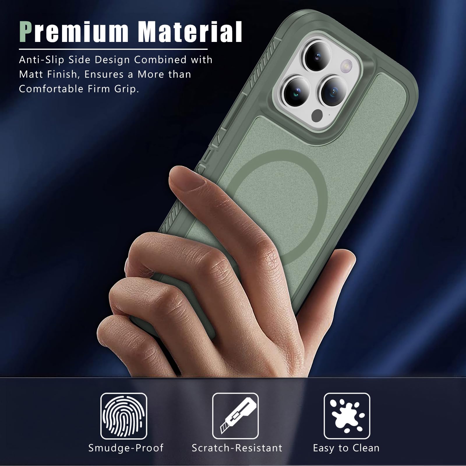 MagSafe Compatible IPhone 13 Pro Case – Military Grade Drop Protection, Heavy Duty 2-Layer Bumper (Army Green)