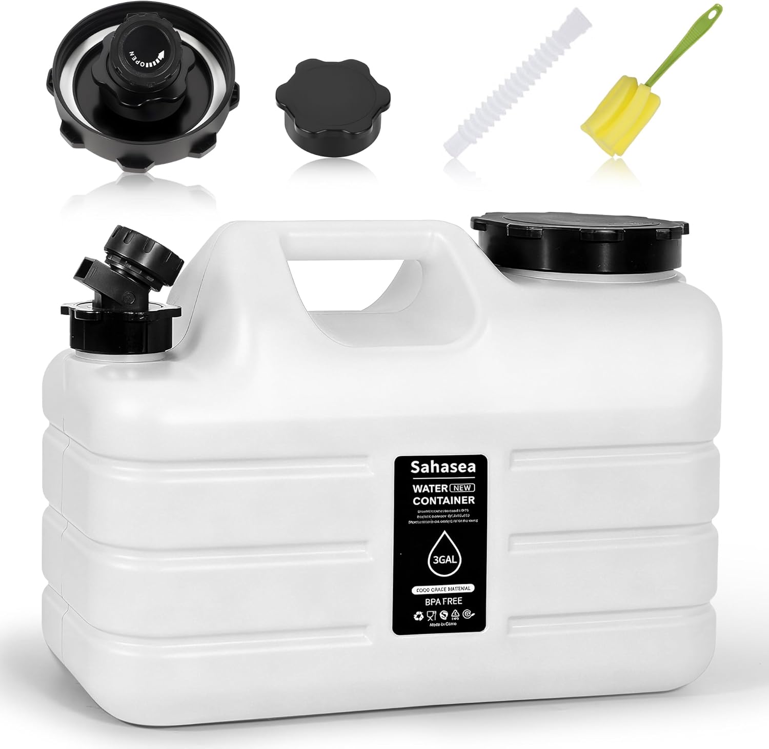 3 Gallon Water Jug, Portable Camping Water Jug BPA Free, Leak-Proof Water Storage Containers for Camping, Emergency Water Storage for Outdoor Hiking Picnic, White