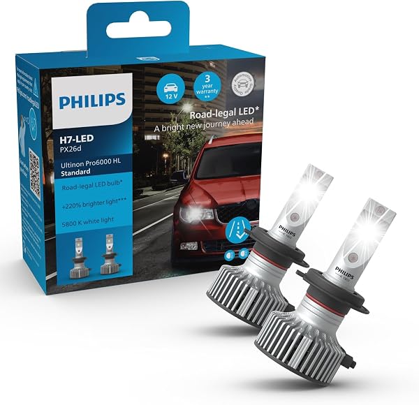 Philips Ultinon Pro6000 Standard H7-LED Scheinwerferlampe mit Straßenzulassung*, +220% helleres Licht** - 1