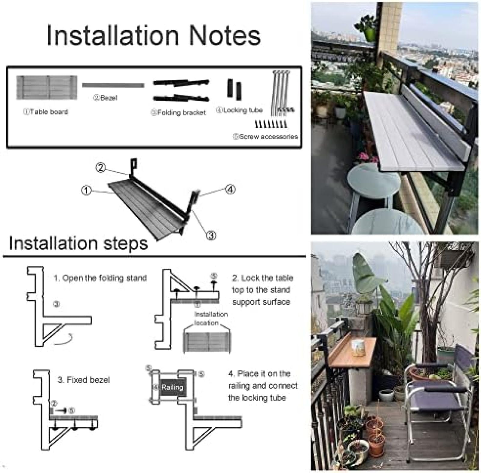 Balkonowy Stolik Barowy Do Balustrad, 80*26cm/31,4*10,2 Cala, Stolik Barowy Na Zewnątrz, Stół Balkonowy Stół Barowy Na Zewnątrz Patio, Składany Stolik Boczny, Małe Składane Biurko Do Serwowania, S